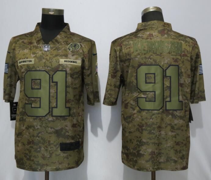 Men Washington Red Skins #91 Kerrigan Nike Camo Salute to Service Limited NFL Jerseys